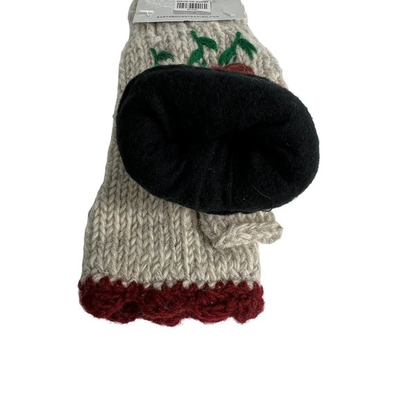 Earthbound Trading Hand Warmers Fingerless Gloves Knit In Nepal Wool Lined New - Picture 12 of 12